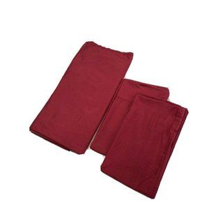 Full Size Sheet Set Bedding Red Flat Pillowcases Microfiber 3 Pc Diamond Print